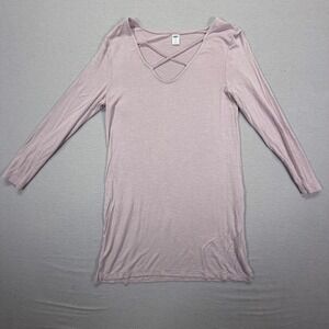 Old Navy Top Womens XS Good Purple Long Sleeve‎ Criss Cross V-Neck Slub Knit